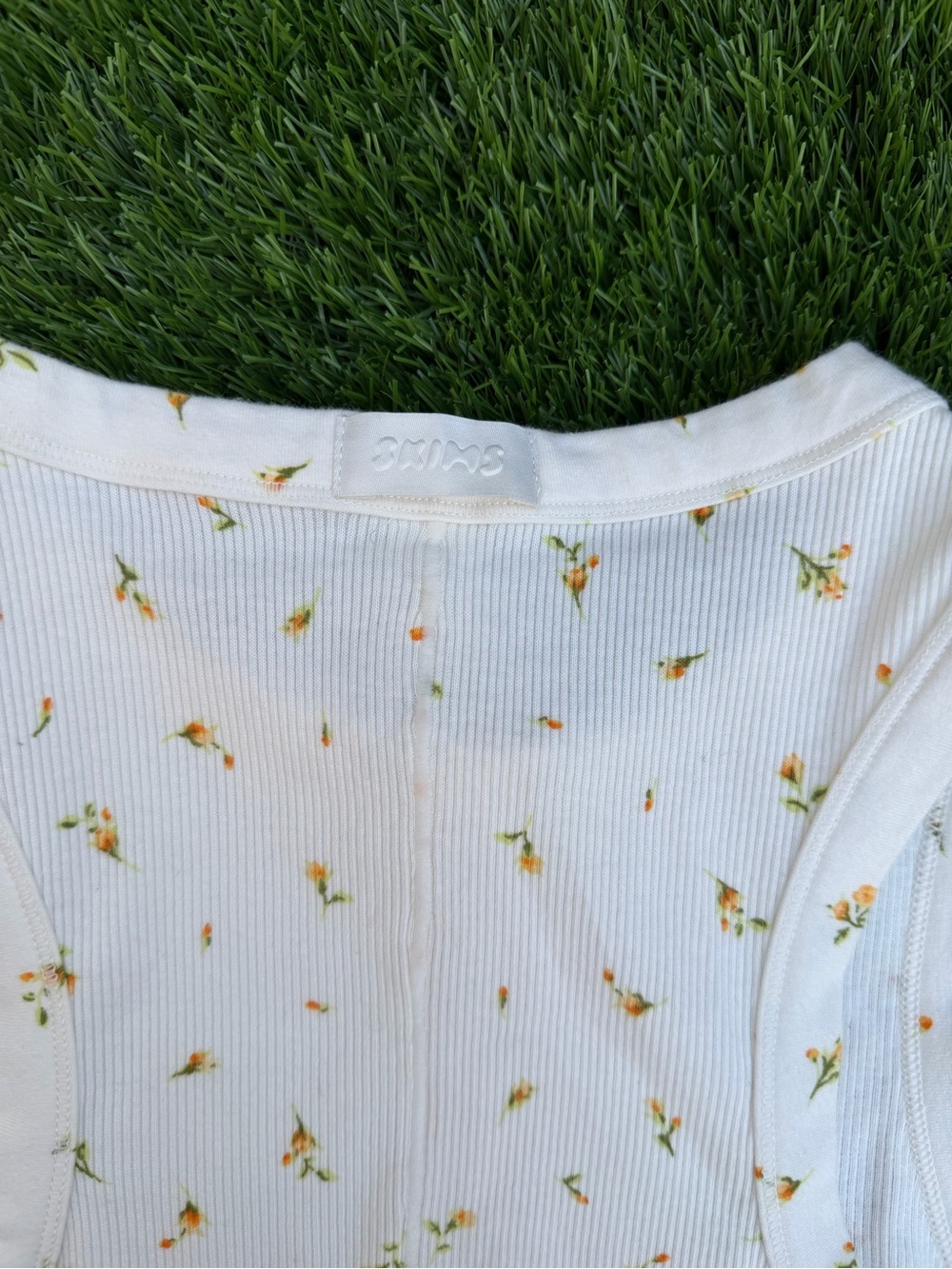 SKIMS Cotton Rib Tank Dress Marigold Rosebud Floral XS - Picture 7 of 8